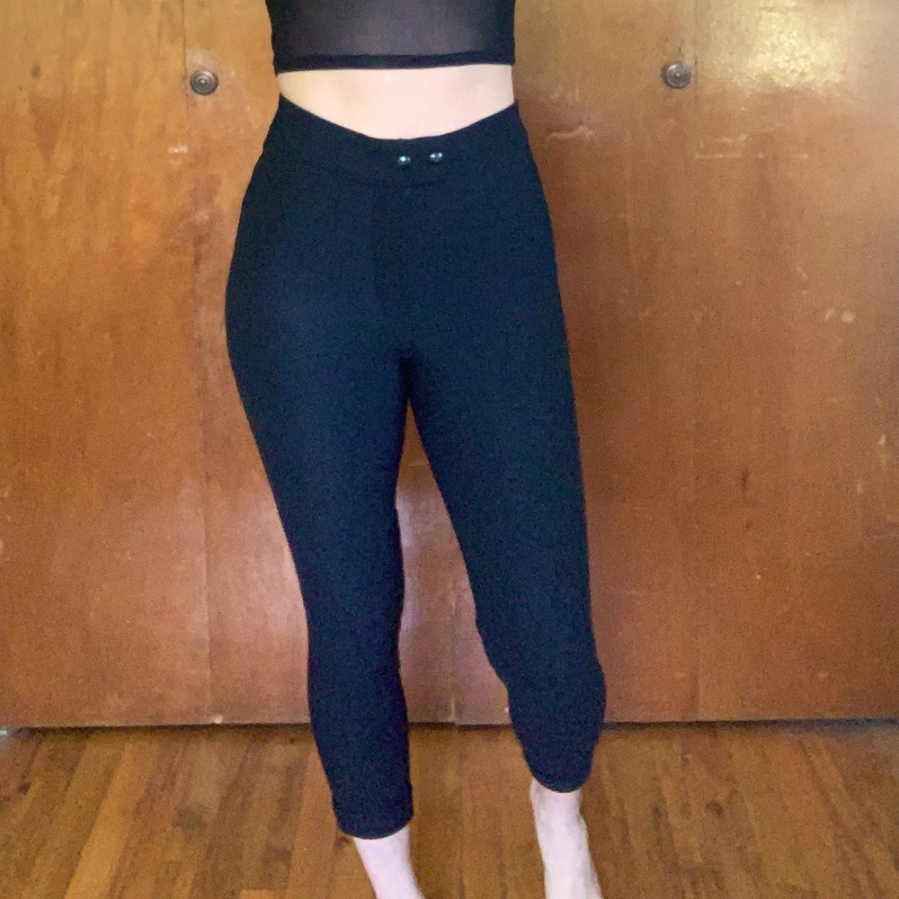American Apparel High Rise Riding Pants Ribbed Equestrian BLACK-Medium